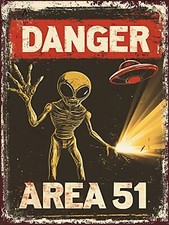 Listing image for Danger Area 51 Metal Garage Sign For Shed Workshop Man Cave Bedroom Door