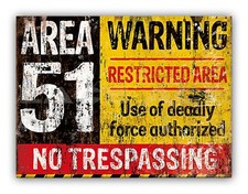 Listing image for Area 51 Metal Garage Warning Sign For Shed Workshop Man Cave