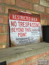 Listing image for Area 51 No Trespassing Sign Man Cave Warning Facility Sign Rusty Weathered Worn