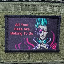 Listing image for All Your Base Morale Patch Tactical Military Army USA Flag Hook & Loop 3x2