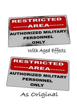 Listing image for Restricted Area Military Base Metal Sign Reproduction Military Base Metal Sign