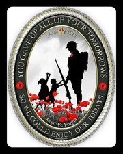 Listing image for Remembrance Day Metal Sign Lest VE Forget Soldier England War Plaque Army Gift