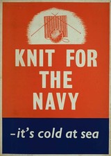 Listing image for WB150 Vintage WW2 Knit For The Navy Cold At Sea War Poster A1/A2/A3/A4